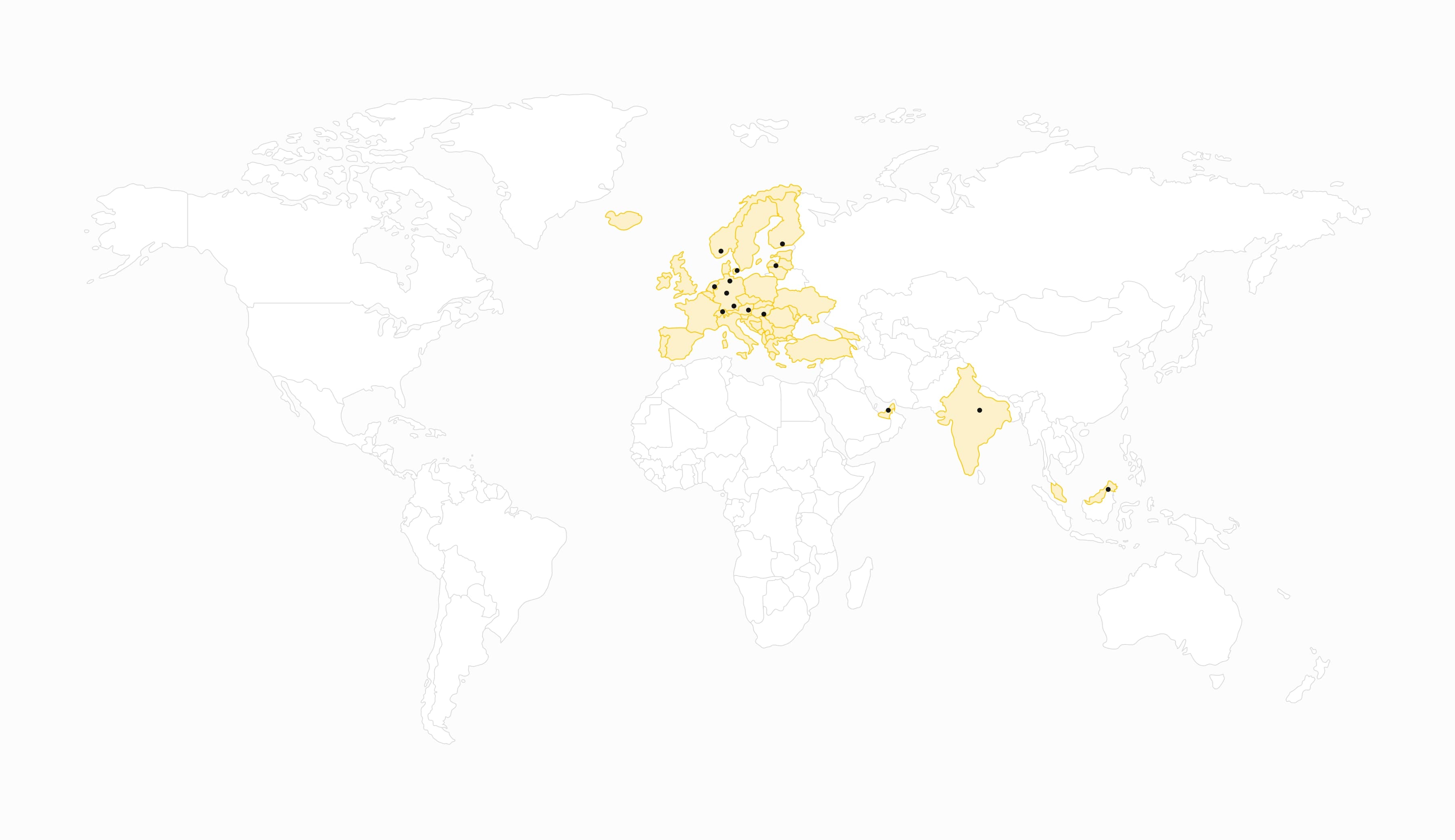 one.com map showing global presence